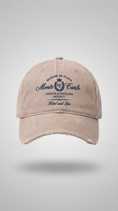 Distressed Embroidered Monte Carlo Cap